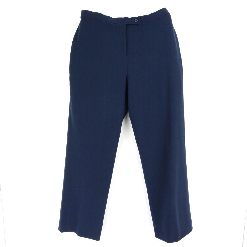 Haggar Chino Pants Womens Sz 16 Dark Blue Polyester Blend Straight Leg High Rise